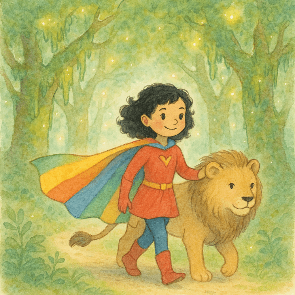Superhero and the Lion of the Enchanted Forest