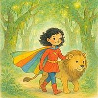 Superhero and the Lion of the Enchanted Forest