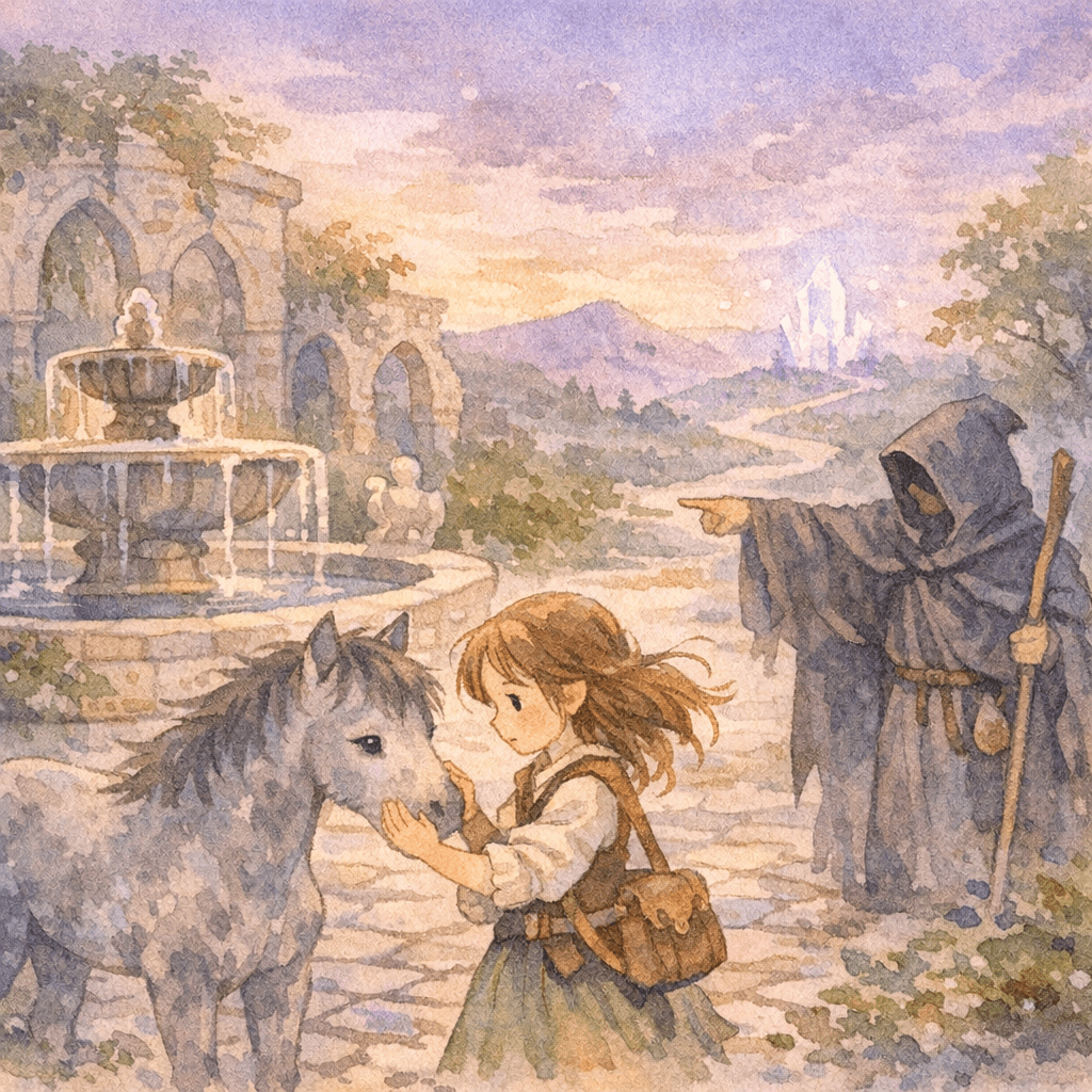 Camille et son cheval dans la Cour mystique