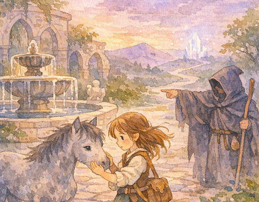 Camille et son cheval dans la Cour mystique