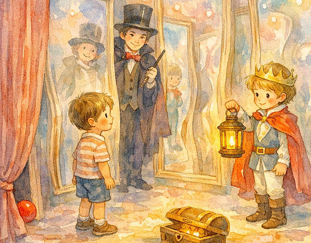 Lis et la balle rouge dans la Chambre des illusions