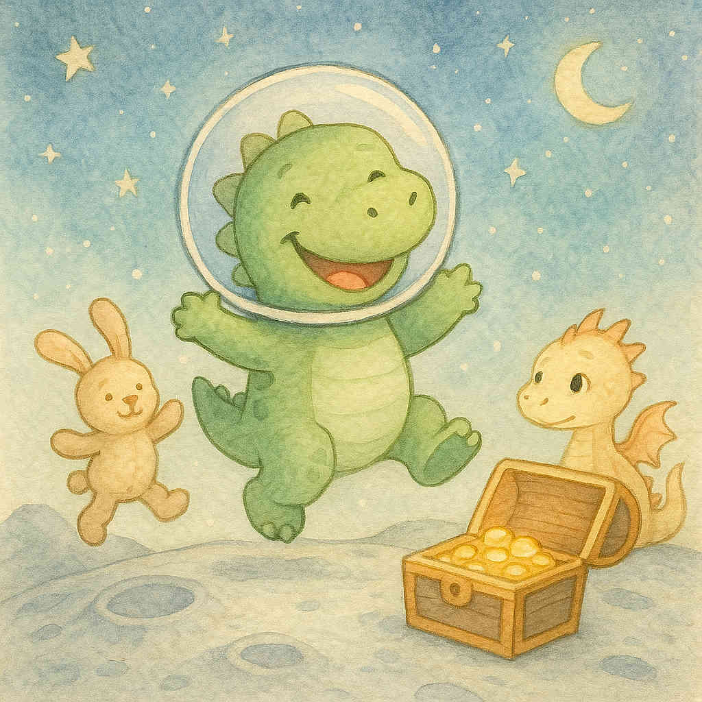 Simon le dinosaure sur la Lune
