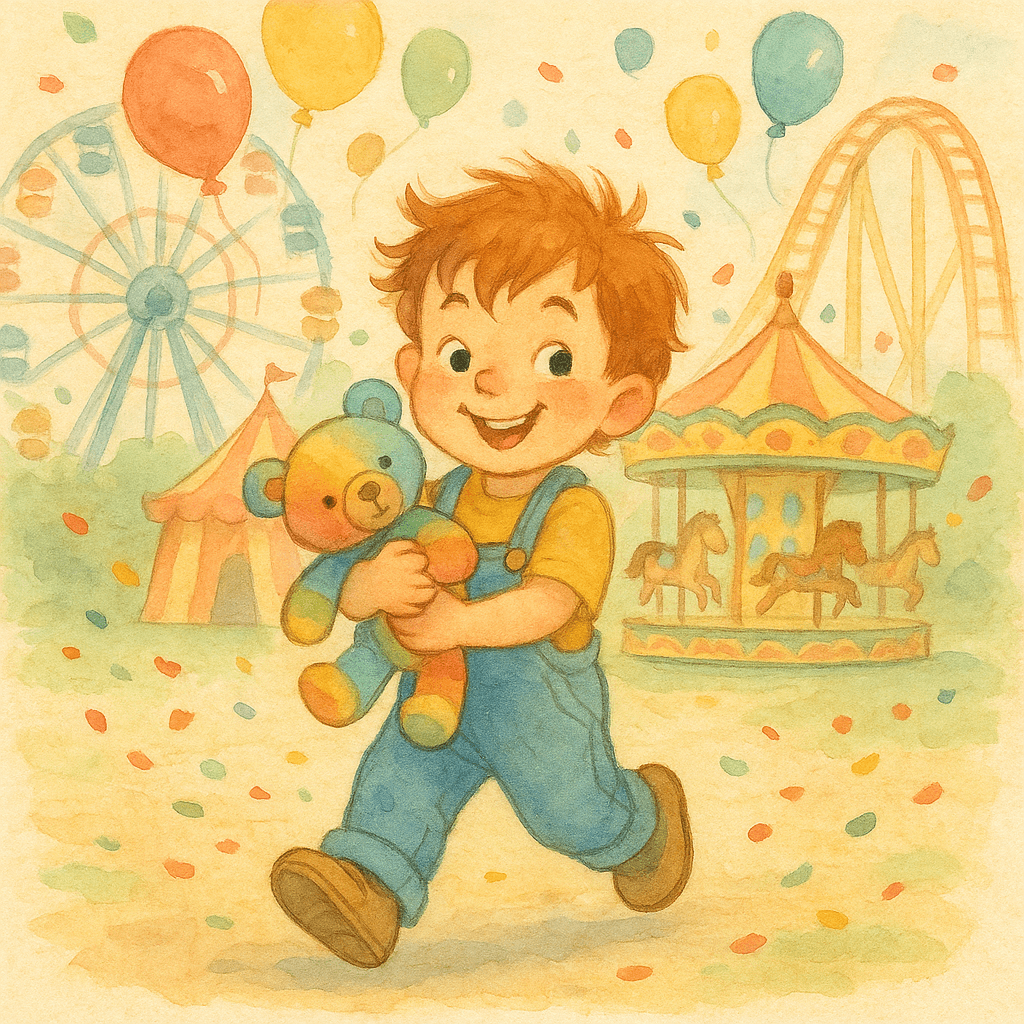 Mahé et Peluche au parc d’attractions