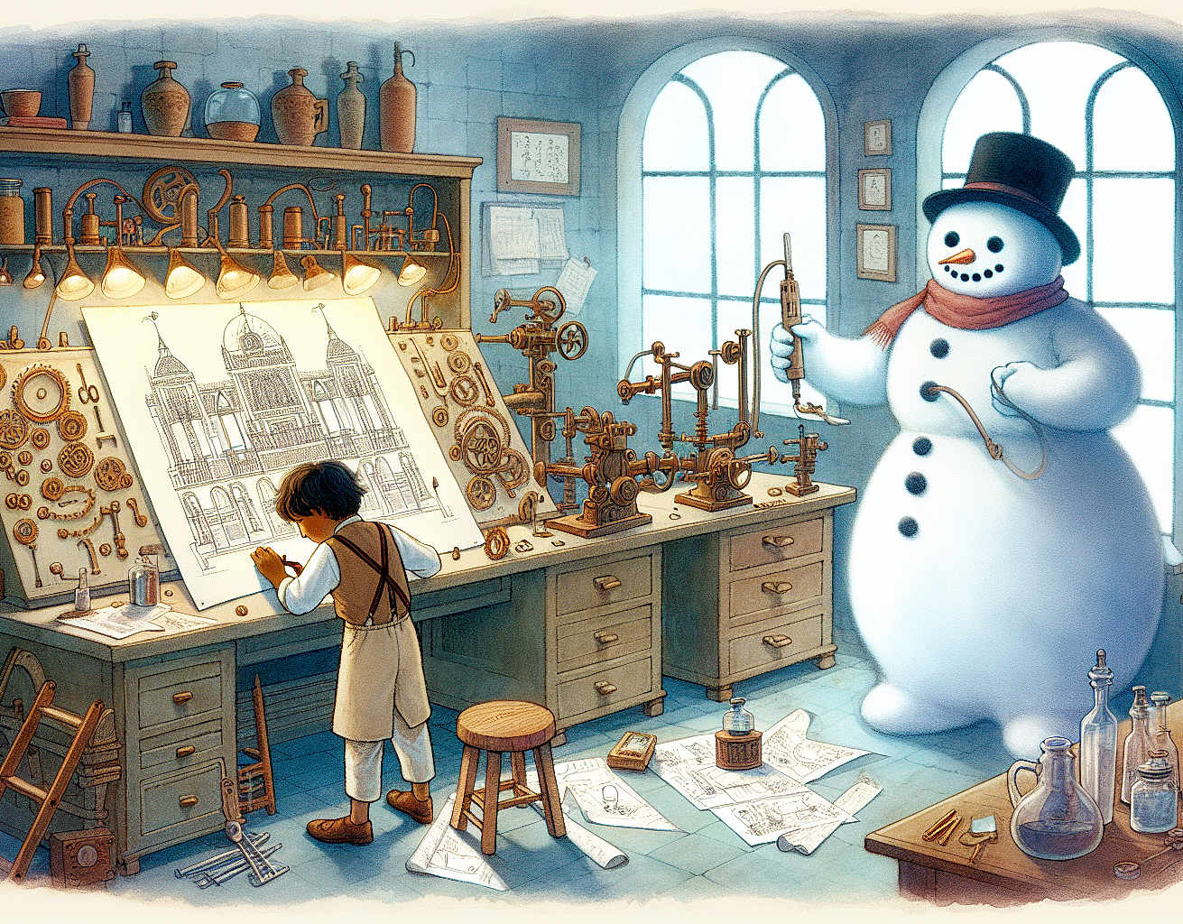 L'Inventeur et le Bonhomme de Neige