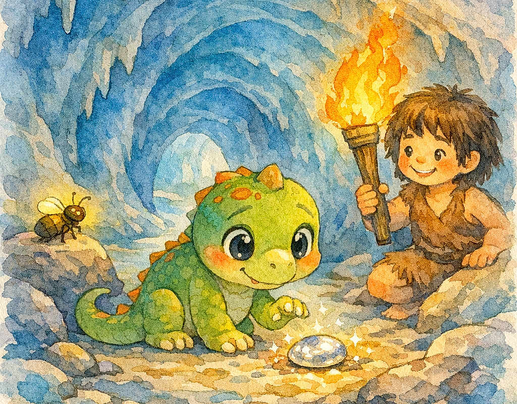 Alek and the Shiny Pebble in the Cave