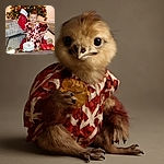 A joyful baby in festive pajamas sits gleefully in front of a decorated Christmas tree, holding a cookie with a plate and milk set out for Santa, celebrating nine months with holiday cheer and a sparkling backdrop.