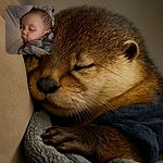 A peaceful baby is fast asleep, nestled cozily against a soft blanket, with a serene expression that could melt anyone's heart.