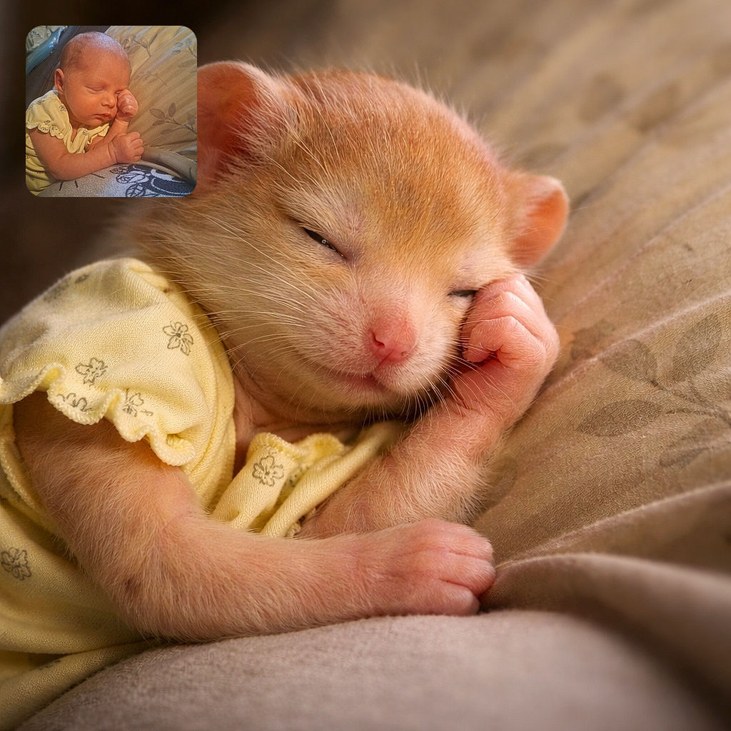 A peacefully sleeping newborn baby dressed in a soft yellow outfit, resting their head on a patterned pillow with a cozy, warm-toned background. The tiny clenched fists and closed eyes add to the serene and heartwarming atmosphere.