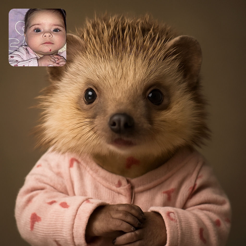 A close-up photo of a wide-eyed baby with long eyelashes and a curious expression, wearing a pink outfit with a small red mark on the chin, lying on a purple patterned blanket.