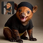 A joyful baby wearing a black head wrap and black socks is sitting on a white surface, smiling widely with bright eyes and an open mouth, radiating pure happiness.