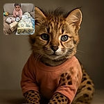 A curious toddler with big eyes and a playful smile is sitting on a cozy couch surrounded by several beautifully wrapped Christmas presents, ready to unwrap the holiday joy.