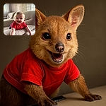A joyful baby in a bright red shirt is gleefully crawling over a beige couch, with a cozy living room backdrop featuring soft curtains and muted walls. The baby's infectious smile and sparkling eyes light up the scene, making it a heartwarming snapshot of pure happiness.