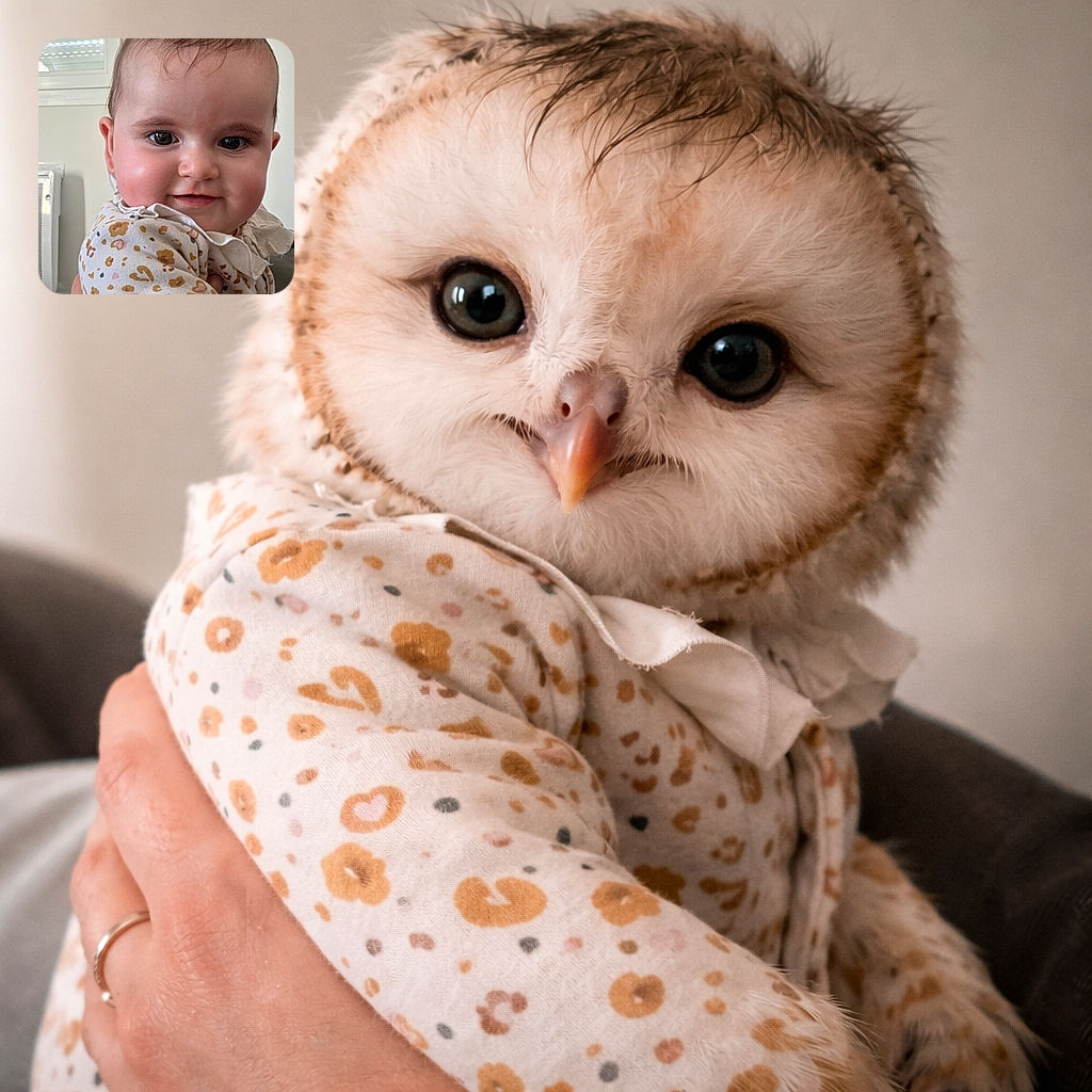 A chubby-cheeked baby stares into the camera like a tiny, sleepy superhero — rosy cheeks, glossy eyes, little tufted hair and a half-smile while an adult hand gently holds them; cozy heart-print onesie and a bright window/blind background complete the adorable close-up.