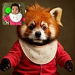 An adorable baby with big curious eyes lies on a green quilted blanket, wearing a pink outfit and a unicorn-patterned bib, surrounded by colorful toys including a bright green spiky ball and a multi-colored ring toy, ready to charm the world with cuteness.