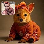 A curious baby with big eyes and a peachy headband looks up at the camera, sitting on a soft patterned play mat with cozy slippers and a textured gray blanket in the background.