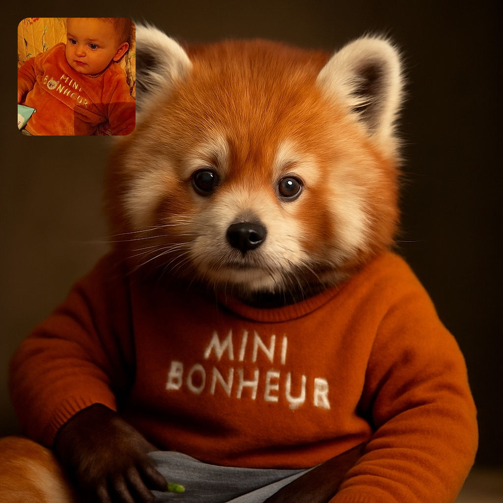 A cute toddler with big curious eyes is lounging comfortably on a quilted blanket decorated with birds and flowers, wearing a cozy orange sweater and a diaper, looking off to the side as if pondering the mysteries of the universe or maybe just the next snack.