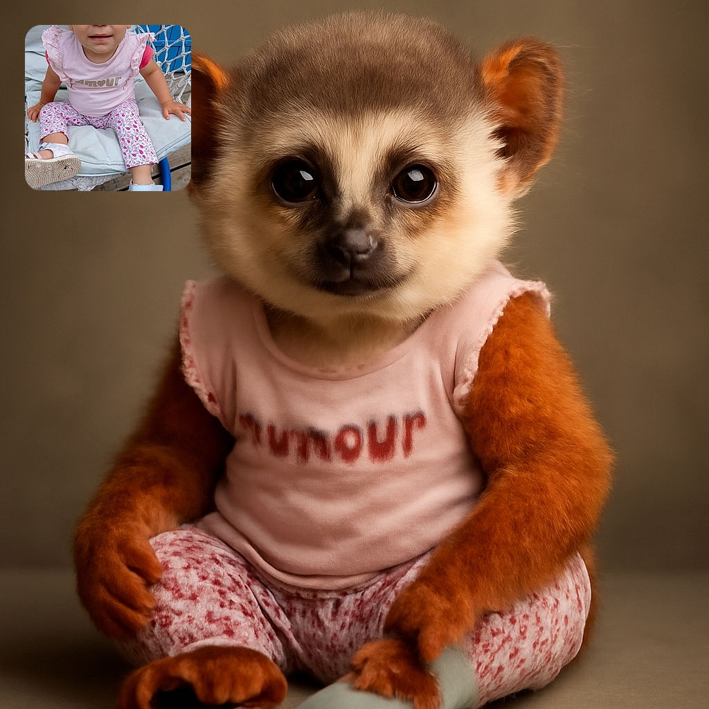 A cute toddler with pigtails sits comfortably in a cushioned hanging chair, sporting a pink ruffled shirt that says 'amour' and floral leggings. The little one looks curiously at the camera, with a blue wooden backdrop and a cozy hammock net adding charm to the scene.