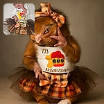 A peacefully sleeping baby dressed in a festive Thanksgiving outfit complete with a plaid headband and matching skirt, lying on a cozy white blanket, looking like the tiniest holiday fashionista.