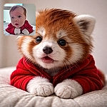 A wide-eyed baby in a red onesie props on a patterned pillow, looking like they just discovered the bewildering concept of ceilings and sky. Mittens on, mouth slightly open, the little head tilts toward the window as soft natural light frames the scene—equal parts curiosity and sleepy drama.