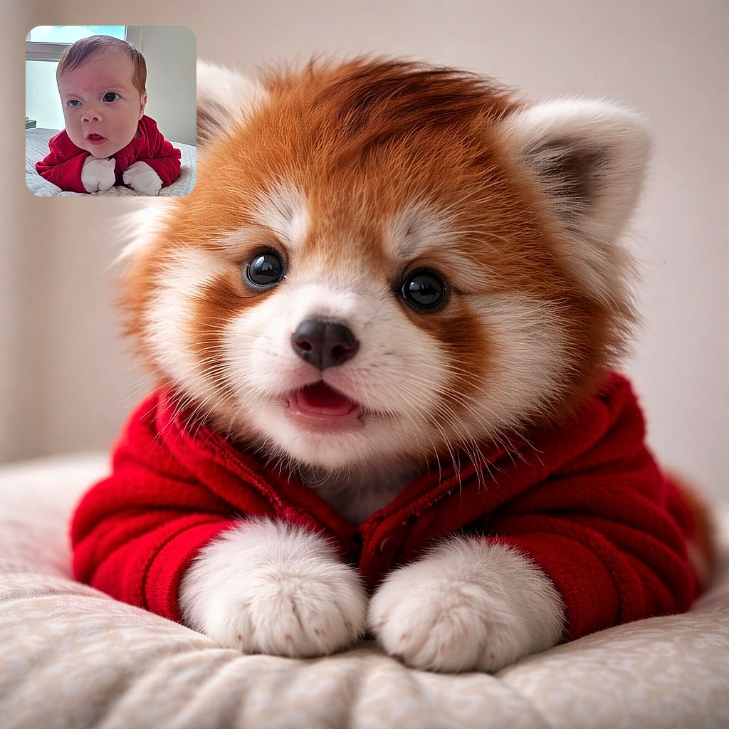 A wide-eyed baby in a red onesie props on a patterned pillow, looking like they just discovered the bewildering concept of ceilings and sky. Mittens on, mouth slightly open, the little head tilts toward the window as soft natural light frames the scene—equal parts curiosity and sleepy drama.