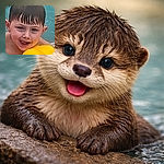 A cheeky wet-haired boy pokes his tongue out while clutching a giant yellow pool float shaped like a rubber duck — summertime mischief and sunscreen-smeared grins in full effect.