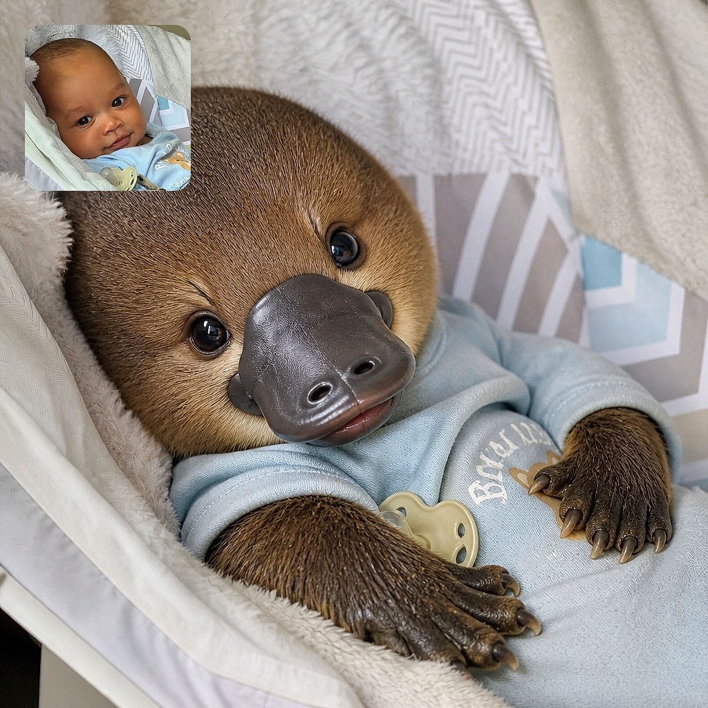 A cheerful baby lounges like a tiny VIP in a cozy nest of blankets, giving the camera a charming little smirk while a pacifier stands by as the official backstage manager.