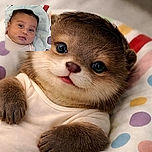 A close-up photo of a calm baby lying on a colorful padded surface, with curious eyes looking slightly off camera, capturing the innocence and softness of early childhood.
