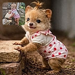 A cheeky toddler sporting a strawberry-themed romper stands barefoot in a garden, gripping a concrete block with a playful yet determined expression, dirt smudging her legs as she embarks on her outdoor adventure.
