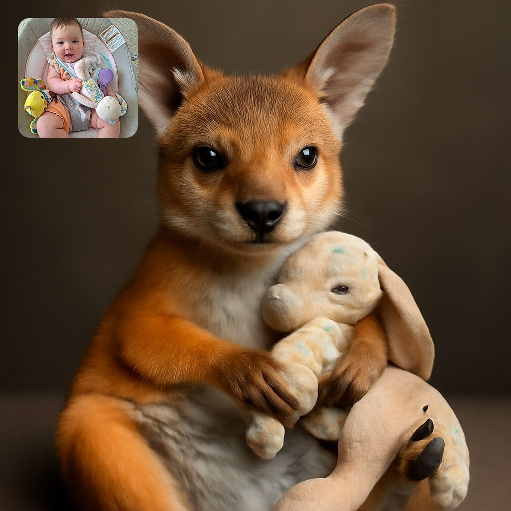 A happy baby comfortably seated in a cushioned baby chair, clutching colorful plush toys with a curious and joyful expression, surrounded by soft pastel and neutral tones.