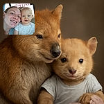 A cheerful selfie of a woman and a baby inside a car, with a bright protest sign visible through the rear window, creating a mix of cozy family moment and activist vibe.