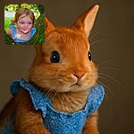 A bright-eyed toddler with rosy cheeks peeks out from between moss-covered tree trunks, wearing a delicate blue dress and flashing a charming smile that could melt the forest itself.