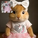A cute baby dressed in a sparkly pink tutu and striped leggings lounges on a cozy blanket, sporting a big white bow headband and a unicorn shirt, looking curiously at the camera with wide eyes.