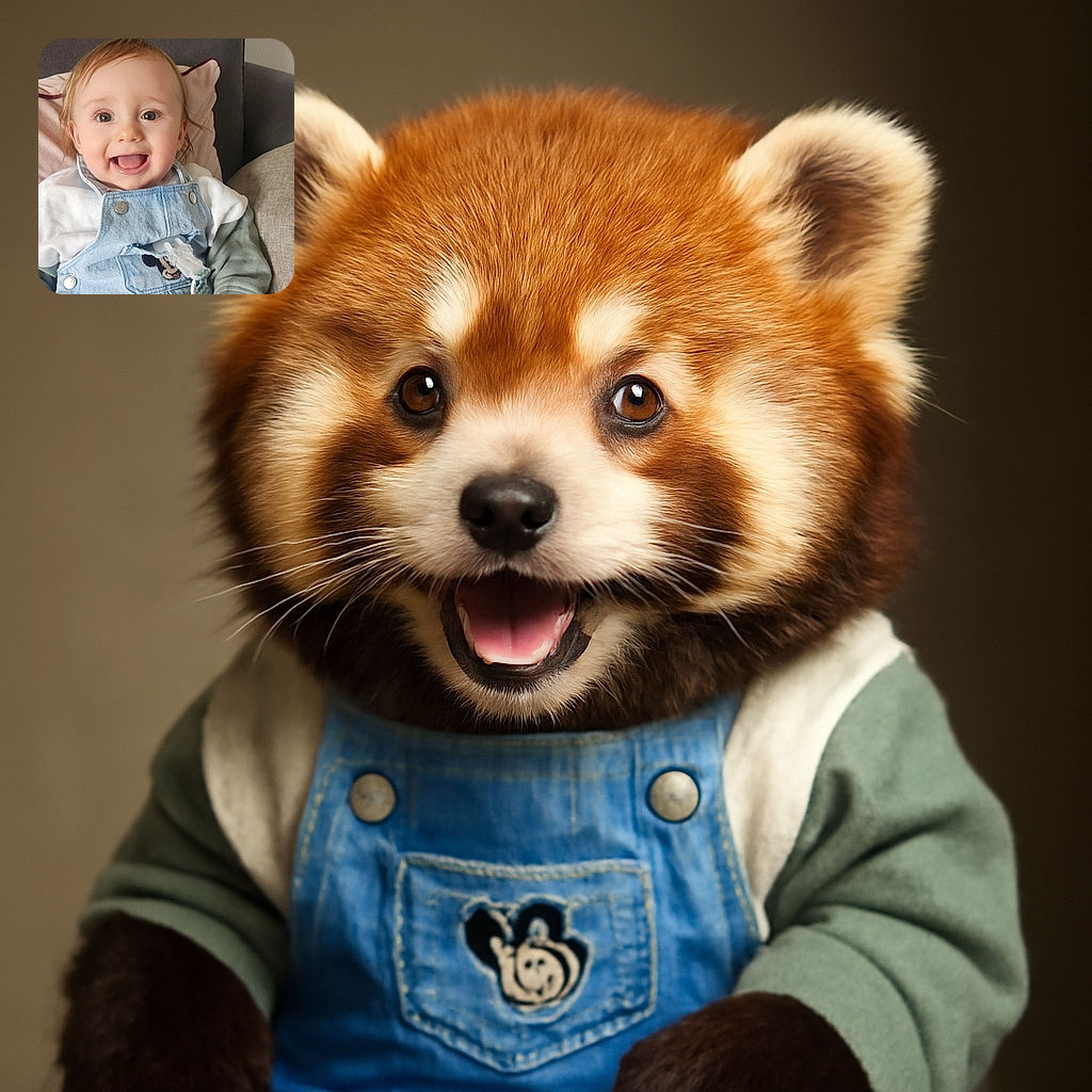 A joyful baby with sparkling eyes and a wide open smile, dressed in light denim overalls with a cute Mickey patch, sitting comfortably against a cozy grey couch and soft cushions, radiating pure happiness and innocence.