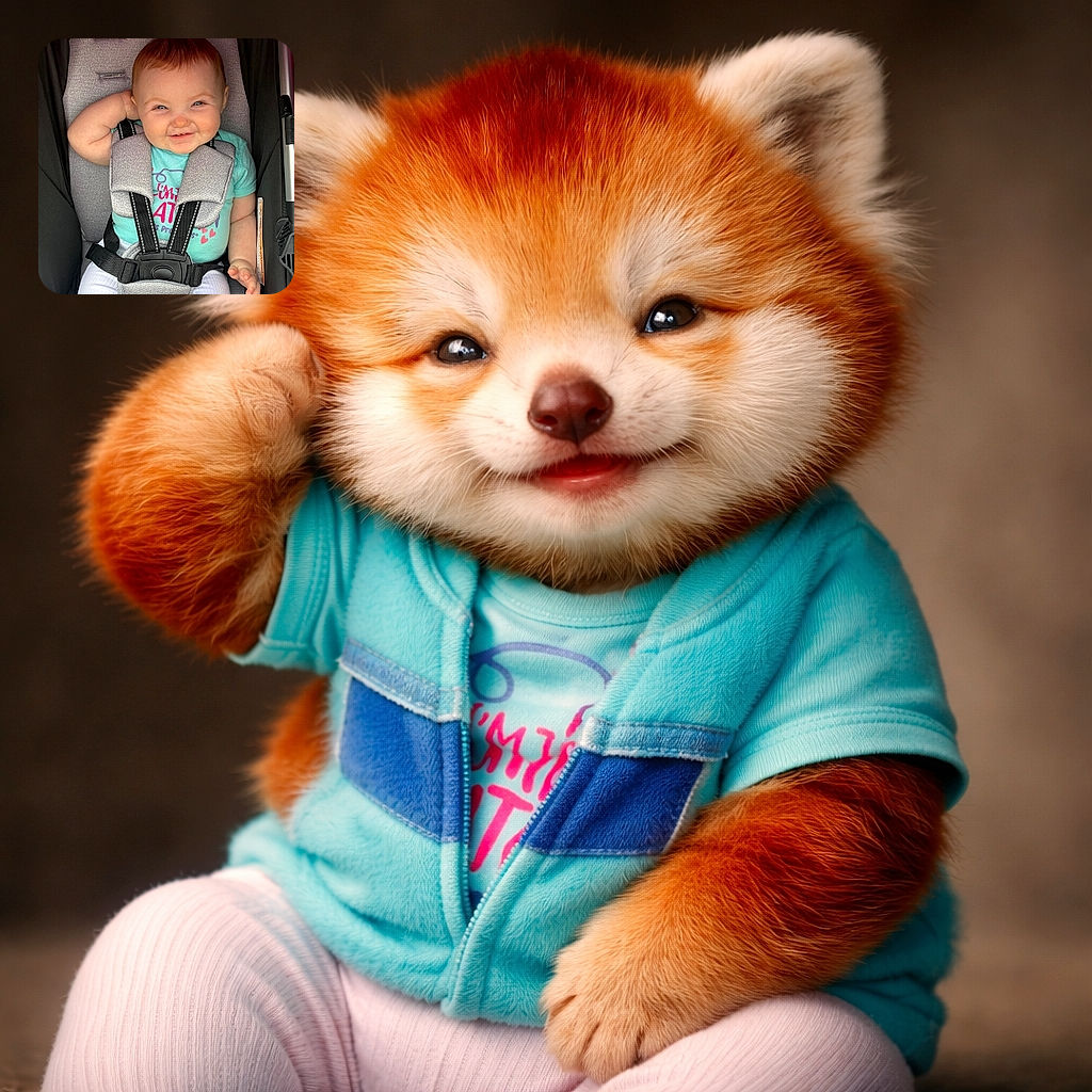 A chubby-cheeked baby snug in a stroller flashes a mischievous grin like they just told the harness a secret—tiny hand out, eyes squinty, and cheeks doing all the heavy lifting.