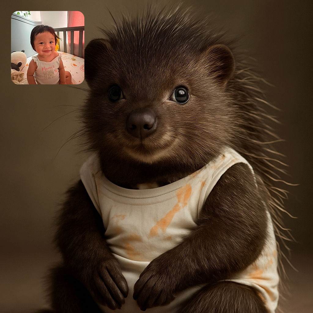 A cheerful baby with a mischievous smile sits cross-legged on a colorful crib mattress, wearing a cute sleeveless onesie that says 'Mama's Little Llama'. The cozy nursery is softly lit, with a plush panda toy and a fuzzy blanket nearby, while gentle sunlight filters through a pink curtain.