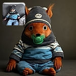 A wide-eyed baby bundled up in a cozy winter hat and sweater sits comfortably on a grey couch, clutching a pacifier like a tiny, adorable boss. The soft blanket nearby adds to the snug vibe, making this an irresistibly cute snapshot of chilly day comfort.