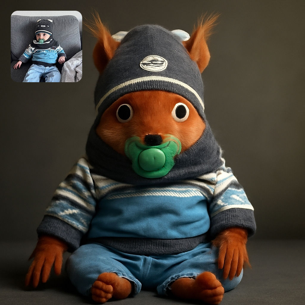 A wide-eyed baby bundled up in a cozy winter hat and sweater sits comfortably on a grey couch, clutching a pacifier like a tiny, adorable boss. The soft blanket nearby adds to the snug vibe, making this an irresistibly cute snapshot of chilly day comfort.