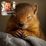 A peaceful newborn baby is sleeping soundly, nestled in a cozy blanket adorned with star patterns, with tiny fingers gently resting near the mouth, capturing the pure innocence of early life.