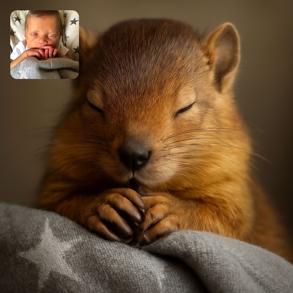 A peaceful newborn baby is sleeping soundly, nestled in a cozy blanket adorned with star patterns, with tiny fingers gently resting near the mouth, capturing the pure innocence of early life.