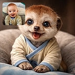 A joyful baby with a big smile is sitting comfortably in a cushioned baby seat, looking straight at the camera with bright eyes and a happy expression, surrounded by soft and cozy fabrics.