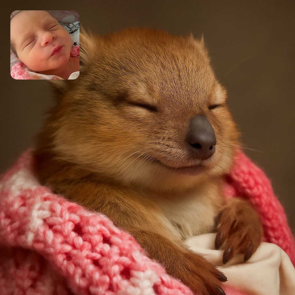 A close-up photo of a peacefully sleeping newborn baby wrapped in a soft pink and white blanket, with delicate features and a serene expression, capturing the pure innocence of early life.