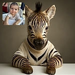 An adorable toddler with a tiny ponytail on top is reaching out with curious hands, sitting in a high chair with a soft smile and sparkling eyes, while the background blurs into a cozy indoor setting.