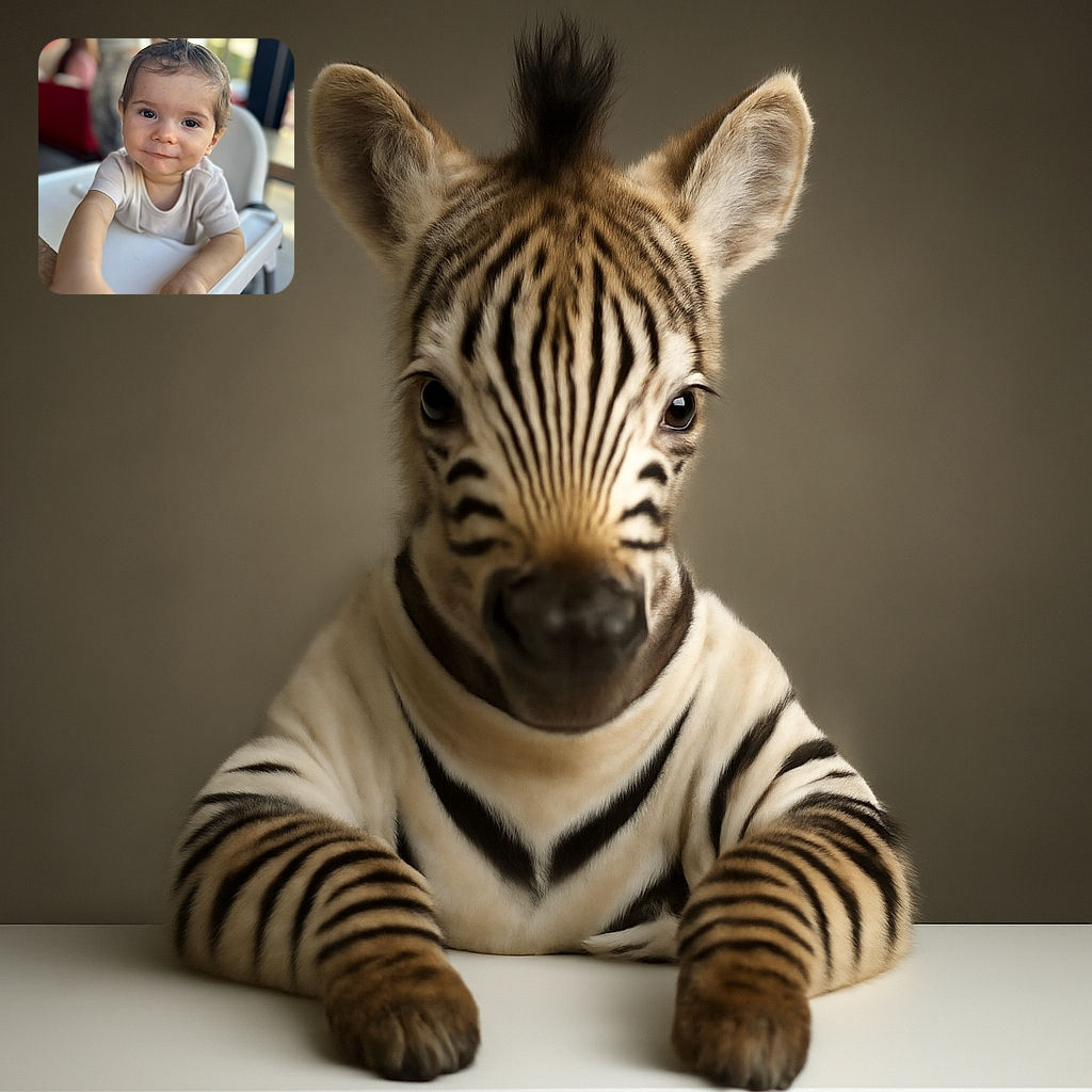 An adorable toddler with a tiny ponytail on top is reaching out with curious hands, sitting in a high chair with a soft smile and sparkling eyes, while the background blurs into a cozy indoor setting.