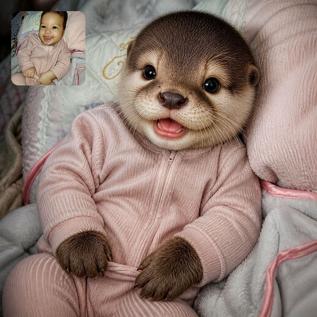 A cheerful baby beams at the camera while bundled in a pink outfit, looking like a tiny fashion model who has just remembered the funniest joke in the nursery. Soft blankets and pillows create a cozy backstage setting.