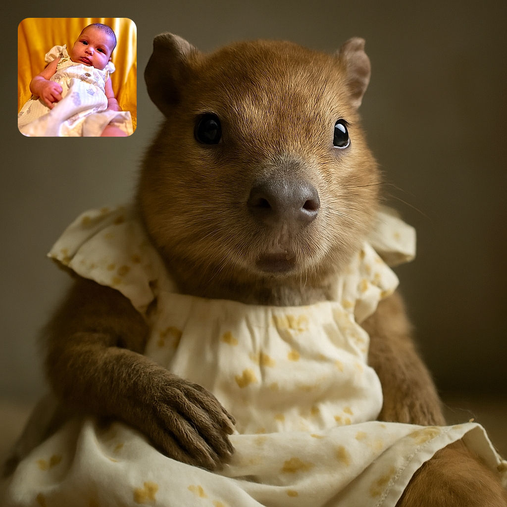 A chubby-cheeked baby in a cream-colored dress lounges against a vibrant yellow background, looking curiously at the camera with big dark eyes, while the soft fabric and gentle lighting add a warm, cozy feel to the portrait.