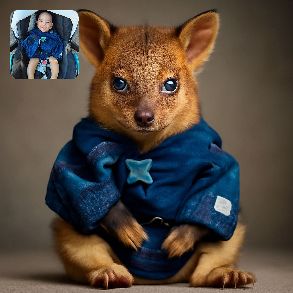 A joyful baby with sparkling eyes is comfortably seated in a cozy car seat, wearing a blue outfit and holding a pacifier, ready for an adventure or just a happy ride.