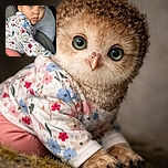 A curious toddler with bright blue eyes and curly hair sits in a car seat, wearing a colorful floral sweater and pink leggings, looking over their shoulder with a slightly puzzled expression.