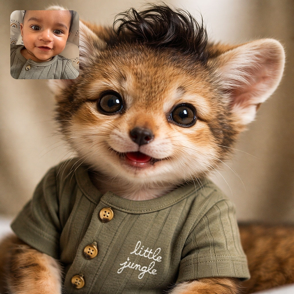 A wide-eyed baby grins at the camera like a tiny, charming celebrity—fluffy hair, chubby cheeks, and a onesie that proudly reads a non-intrusive slogan while the patterned baby blanket provides the perfect cozy backdrop.
