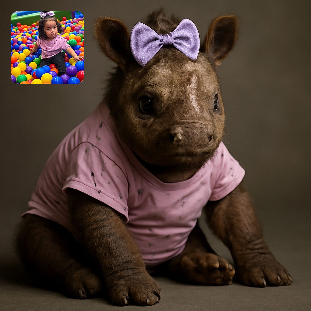 A cute toddler with a big purple bow in her hair sits surrounded by a colorful sea of plastic balls in a ball pit, looking thoughtfully at something off-camera while wearing a pink heart-patterned shirt and black pants.