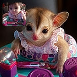 A curious baby sits in a colorful activity center, staring into the camera like a tiny judge evaluating the photographer’s life choices. The soft focus and dim indoor lighting give the scene a dreamy, slightly wobbly snapshot feel, while the toys add plenty of cheerful chaos.